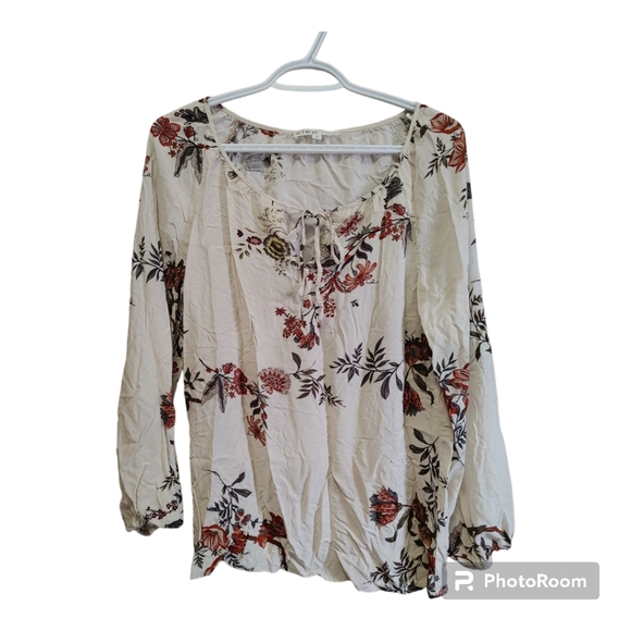 cleo Tops - CLEO Floral Peasant Top 100% Rayon Size Small